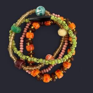 Boho Bead Bracelet Stack - 4pcs